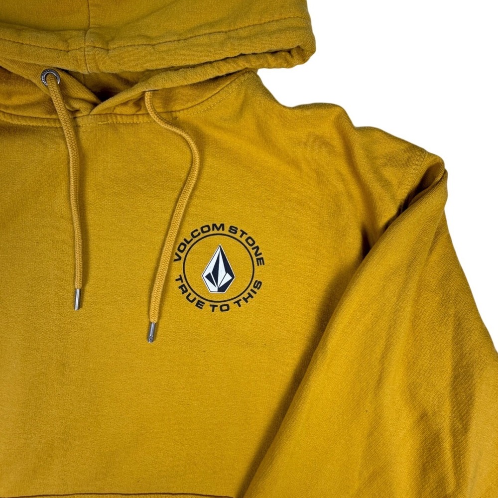 Volcom Stone True To This Hoodie Mens Medium Mustard Yellow Graphic Pullover